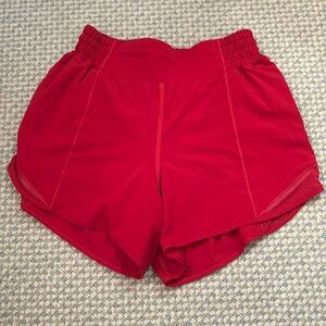 Red lululemon shorts hotty hot